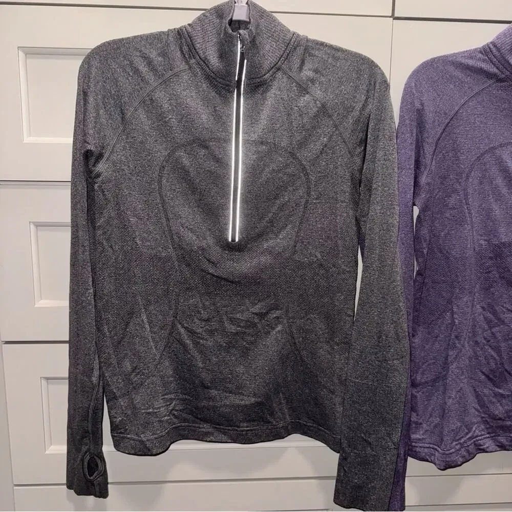 2 Lululemon Run: Swiftly Tech 1/2 Zips Concord Grape and Grey 6